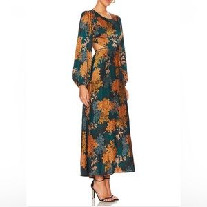 NWT! ASTR the label Quinn Midi Dress in Green & Rust Floral size XS